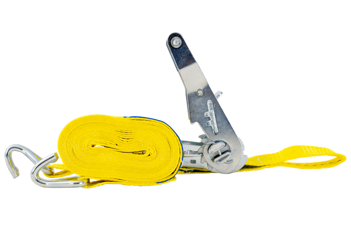 Set di quattro cinghie di trasporto UNITRAILER con tenditore, 4 m/25 mm/1 t, colore giallo.