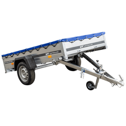 RIMORCHIO LEGGERO 750 kg CON RUOTINO CENTINA H-0 E TELO BLU UNITRAILER GARDEN TRAILER 230 KIPP