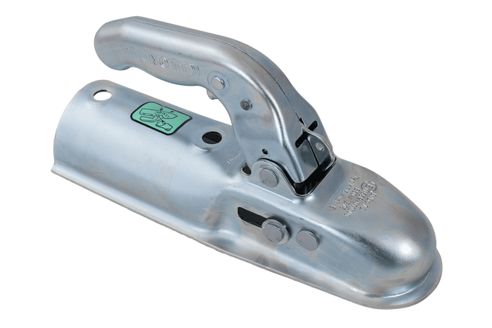 Gancio a sfera KNOTT K7.5-E per rimorchio da 750 kg con timone tubolare da 70 mm