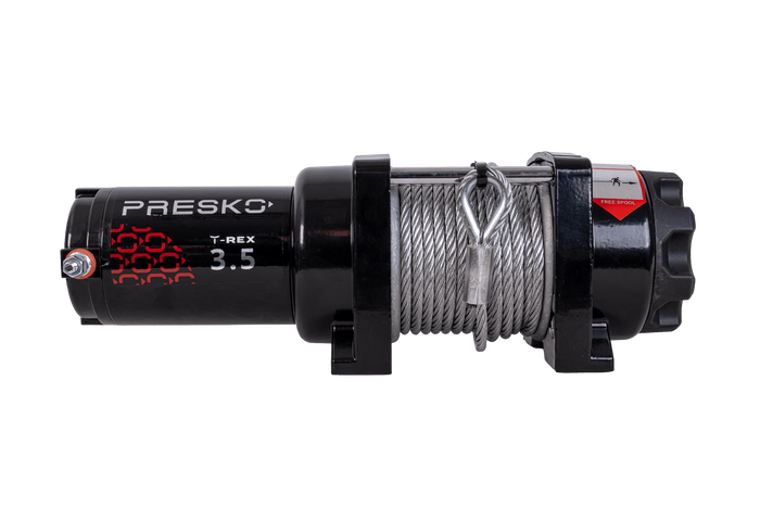 Verricello elettrico per rimorchio PRESKO T-REX 3.5 12V 1590kg con cavo in acciaio da 12 m