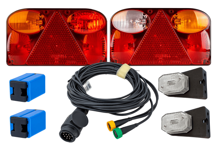 Set luci: luci posteriori FRISTOM FT-088 + luci di posizione laterali ASPÖCK FLEXIPOINT I + cablaggio MANTES 5,2 m 13 PIN