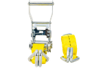Set di quattro cinghie di trasporto UNITRAILER gialle da 3 m/25 mm/1 t con tenditore