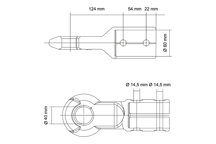 Gancio di traino KNOTT KK6220S per rimorchio da 3500 kg con timone tubolare da 60 mm