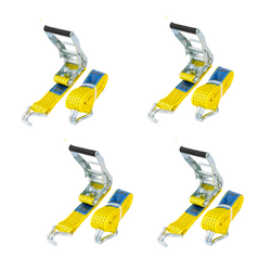 Set di quattro cinghie di trasporto UNITRAILER gialle da 8 m/50 mm/5 t con tenditore