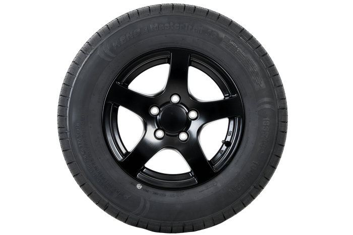 Ruota per rimorchio rinforzata KENDA PNEUMATICI 185/80 R14C 104/102N CERCHIO IN ALLUMINIO STARCO nero 5,5Jx14"H2 5x112 ET:30