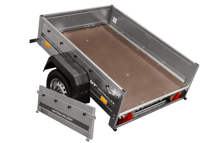 Rimorchio carrello leggero senza freni trasporto cose 750 kg Unitrailer Garden Trailer 150 kipp (new)
