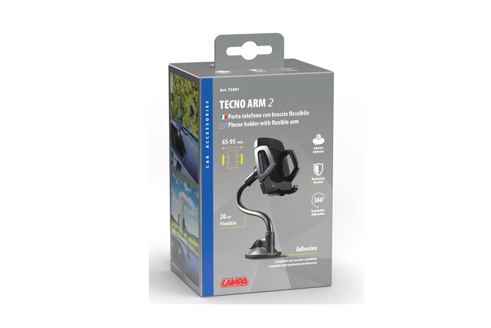 Supporto per telefono TECNO ARM 2 LAMP con montaggio a ventosa