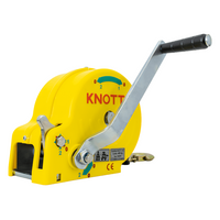 Verricello manuale con cinghia e custodia gialla per rimorchi carrelli portabarca 450 kg Knott