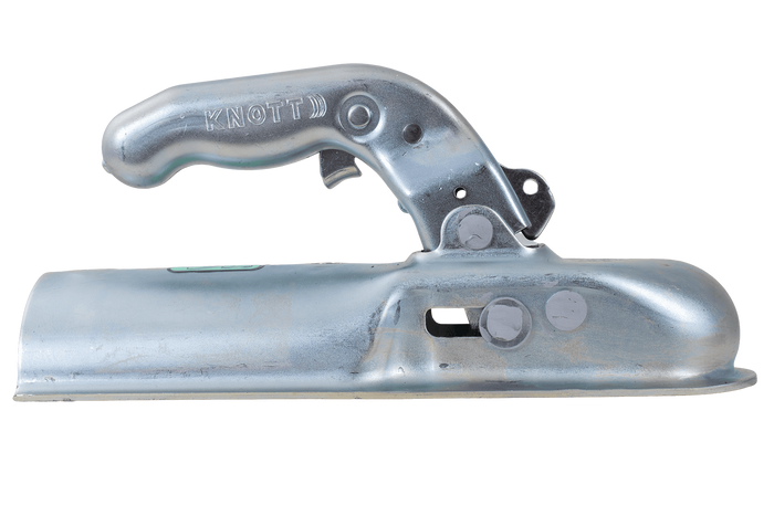 Gancio a sfera KNOTT K7.5-E per rimorchio da 750 kg con timone tubolare da 70 mm