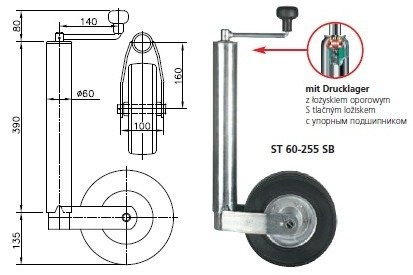 Ruota di supporto WINTERHOFF con morsetto 250kg 60mm