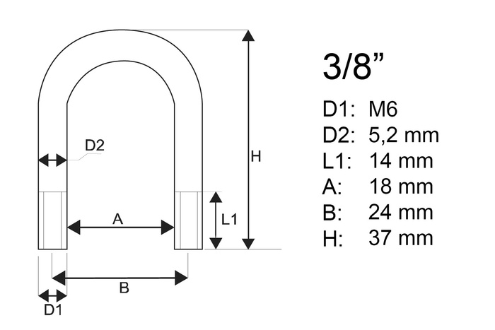 Morsetto zincato tipo B con dadi e rondelle M6 x 18 (3/8")