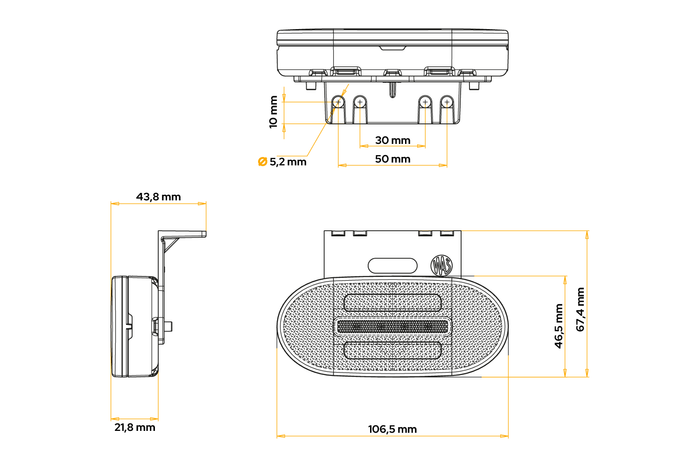 WAŚ 1383 Lampada di segnalazione a LED universale con supporto