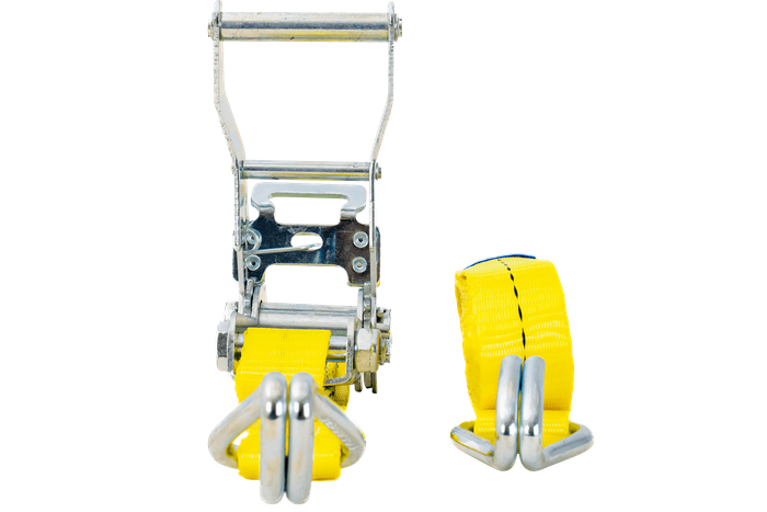 Set di quattro cinghie di trasporto UNITRAILER gialle da 3 m/25 mm/1 t con tenditore