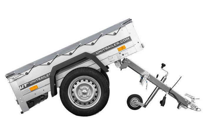 Rimorchio monoasse 150x106 UNITRAILER GARDEN 150 KIPP con telaio H-0 e copertura grigia