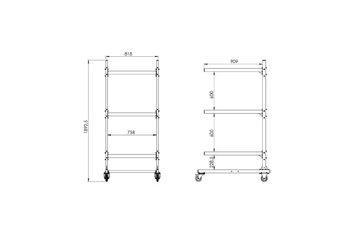 Supporto per box da tetto INTER PACK, supporto per 3 box, 1892,5 mm, 818 mm
