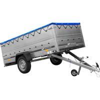 Rimorchio a un asse Unitrailer GARDEN TRAILER 264 KIPP con sponde BIS e telone piatto blu