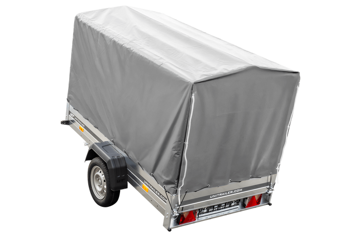 Rimorchio monoasse 230x125 UNITRAILER GARDEN 230 KIPP con telaio H-1100 e copertura grigia