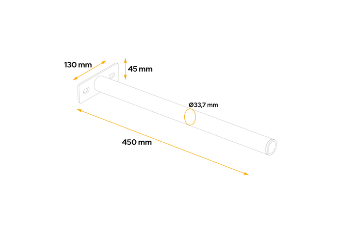 Tubo dritto per il montaggio del parafango DOMAR D51100, diametro staffa 33 mm, lunghezza 450 mm