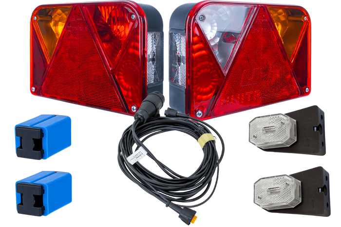 Set luci: luci posteriori DOBPLAST DPT35 + luci di posizione laterali ASPÖCK FLEXIPOINT I + cablaggio MANTES 4,5m 13PIN