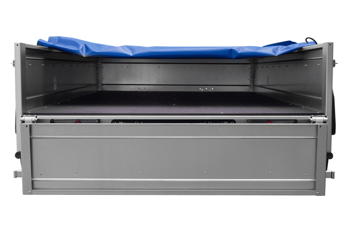 Rimorchio a due assi 264x125 UNITRAILER GARDEN 264/2 KIPP con telaio H-0 e telone blu