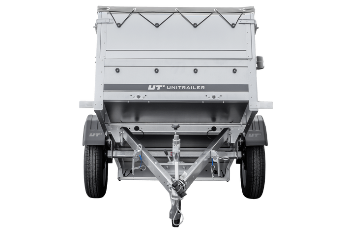 Rimorchio monoasse 200x106 UNITRAILER GARDEN 200 KIPP con sponde BIS, telaio H-0 e copertura grigia