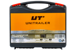 Set di quattro cinghie di trasporto UNITRAILER arancioni da 4 m/25 mm/0,68 t con tenditore, in valigetta.