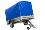 Rimorchio per auto 230x125 UNITRAILER GARDEN 230 KIPP con telaio H-1100 e copertura blu
