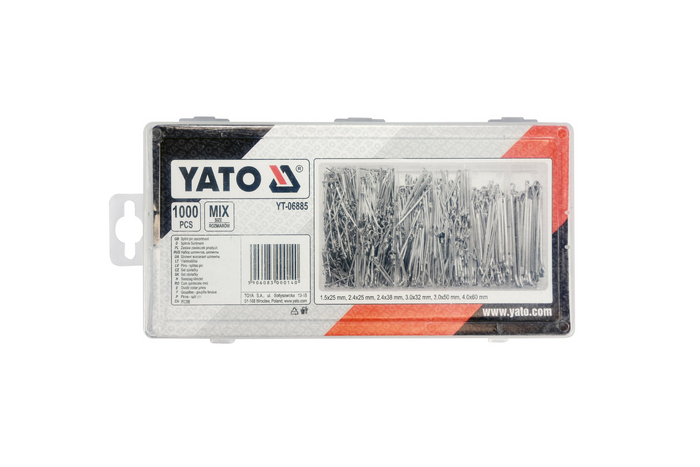 Set di coppiglie dritte YATO YT-06885, miste misure, 1000 pezzi