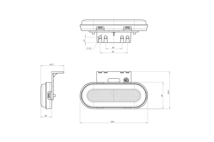 Faro di posizione a LED universale WAŚ W198 1420 con supporto