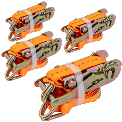 Set di quattro cinghie di trasporto UNITRAILER arancioni da 3 m/25 mm/1 t con tenditore