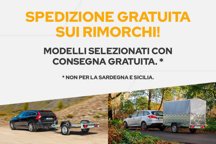 UNITRAILER GARDEN TRAILER 230 KIPP RIMORCHIO LEGGERO 230x125 CON SOVRASPONDE E RUOTINO 