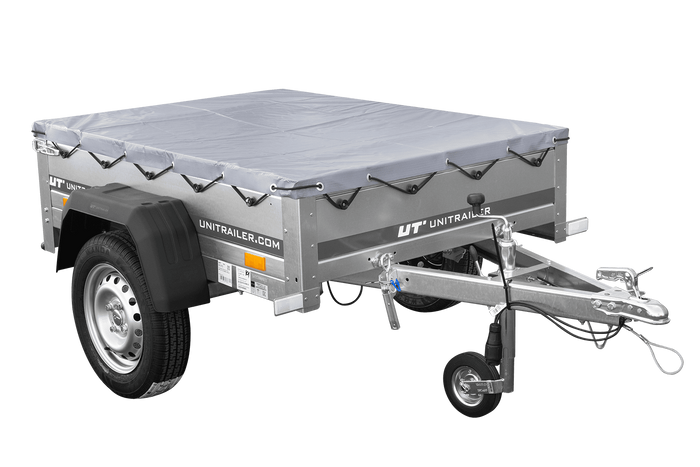 Rimorchio monoasse 150x106 UNITRAILER GARDEN 150 KIPP con telaio H-0 e copertura grigia