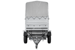 Rimorchio carrello trasporto cose rimorchio leggero 750 kg Unitrailer Garden Trailer 200 kipp con sovrasponde ruotino centina e telo grigio 