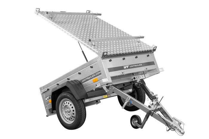 Rimorchio monoasse 150x106 UNITRAILER GARDEN 150 KIPP con copertura in alluminio