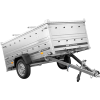 Rimorchio monoasse 230x125 UNITRAILER GARDEN 230 KIPP con sponde BIS e copertura in alluminio