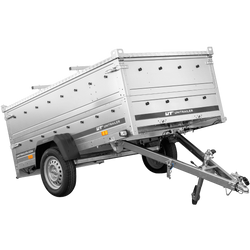 Rimorchio monoasse 230x125 UNITRAILER GARDEN 230 KIPP con sponde BIS e copertura in alluminio