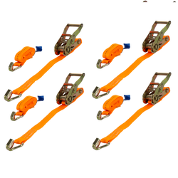 Set di quattro cinghie di trasporto UNITRAILER arancioni da 6 m/25 mm/1 t con tenditore