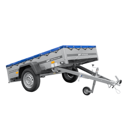 Rimorchio per auto 200x125 UNITRAILER GARDEN 201 KIPP con telaio H-0 e copertura blu