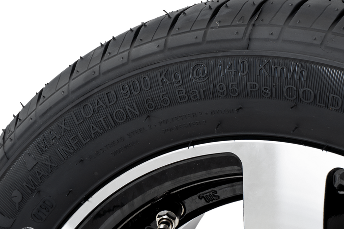 Ruota per rimorchio rinforzata PNEUMATICO KENDA 195/50 R13C 104/102N CERCHIO IN ALLUMINIO STARCO lucido 6Jx13"H2 5x112 ET:30