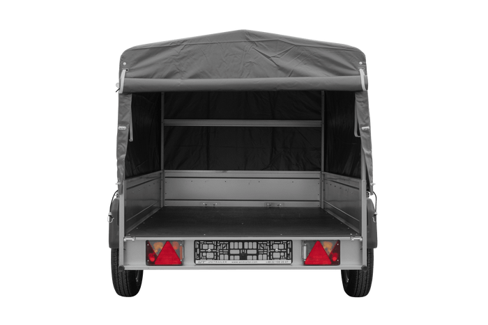 Rimorchio monoasse 200x125 UNITRAILER GARDEN 201 KIPP con telaio H-800 e copertura grigia