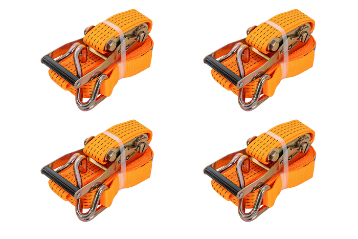 Set di quattro cinghie di trasporto UNITRAILER arancioni da 8 m/50 mm/5 t con tenditore