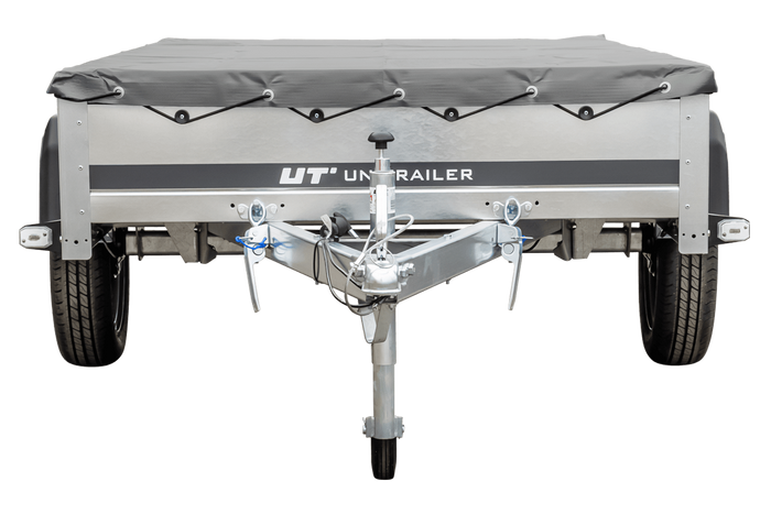 Rimorchio con telo fino a 750 kg Unitrailer Garden Trailer 230 KIPP con ruotino di appoggio e telo piatto grigio