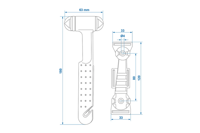 Martello di sicurezza per vetro ProPlus 540050, coltello per cintura di sicurezza