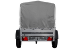 Rimorchio carello trasporto cose rimorchio leggero 750 kg Unitrailer Garden Trailer 150 kipp con ruotino centina e telo grigio