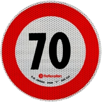 Adesivo riflettente LAMPADA limite di velocità 70 km/h cartello B-33