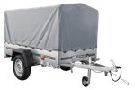 Rimorchio per auto 200x106 UNITRAILER GARDEN 200 KIPP con telaio H-800 e telone grigio