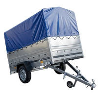 Rimorchio Garden Trailer 230 KIPP con ruotino di appoggio, sovrasponde e centina H-800 con telo blu