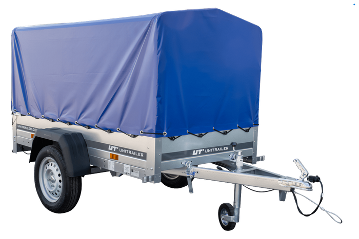Rimorchio monoasse 200x106 UNITRAILER GARDEN 200 KIPP con telaio H-800 e telone blu