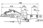 Dispositivo di inerzia AL-KO 60S/2 con gancio AK161 per rimorchio da 750 kg con timone quadro