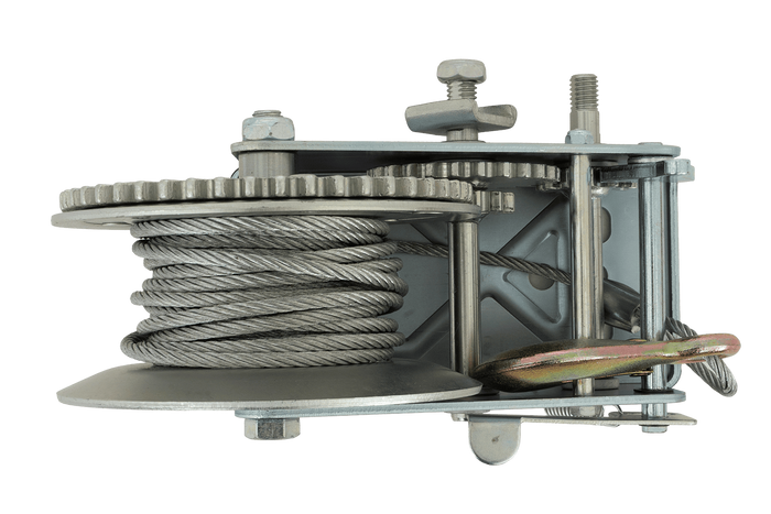 Argano manuale KNOTT 6X0017.008 per rimorchio da 900 kg con fune d'acciaio